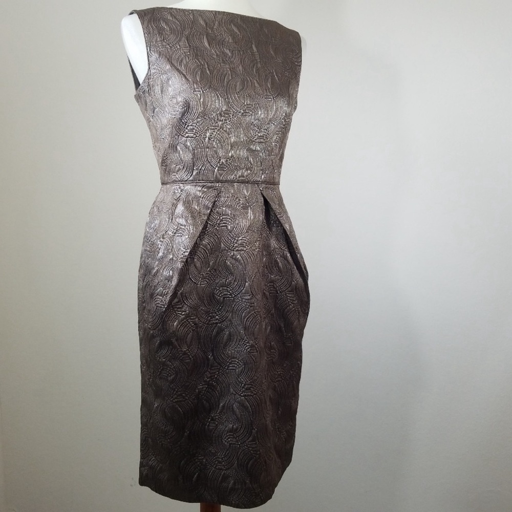 Banana Republic Metallic Taupe Baroque Dress Sz 6